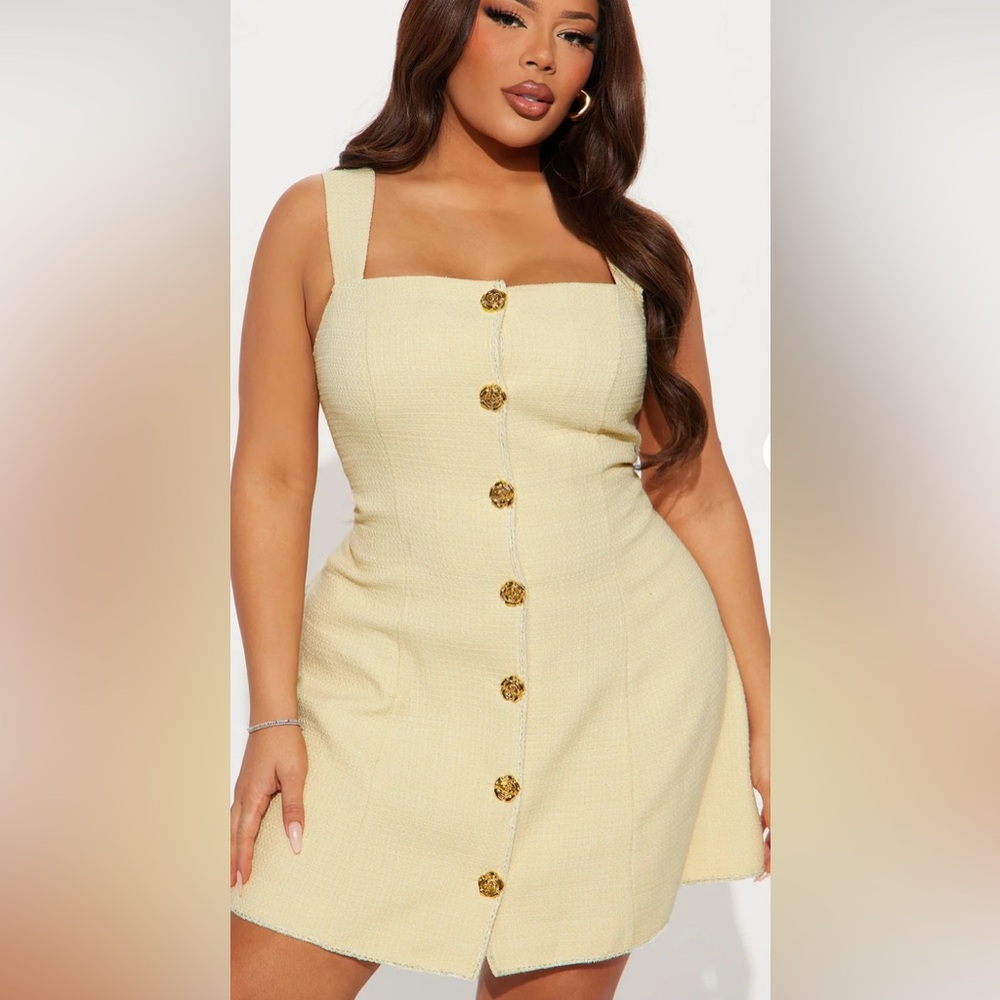 Elegant Banana Cream Button-Down Dress